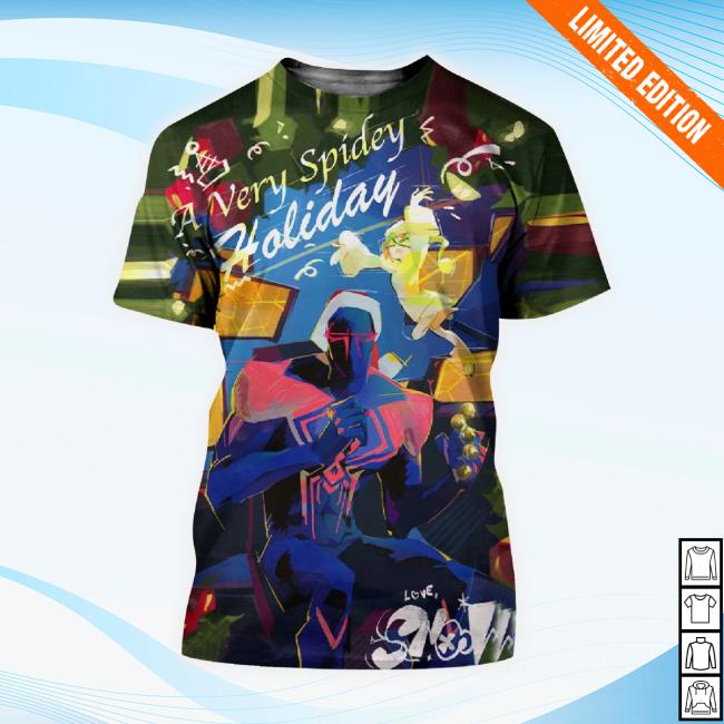 Official Miguel O’Hara Updated Version Of The Iconic A Very Spidey Christmas Poster By Snow All Over Print New Shirt
