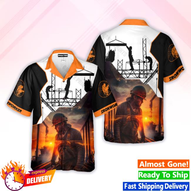 Black Orange Ironworker Hawaiian Sweaters