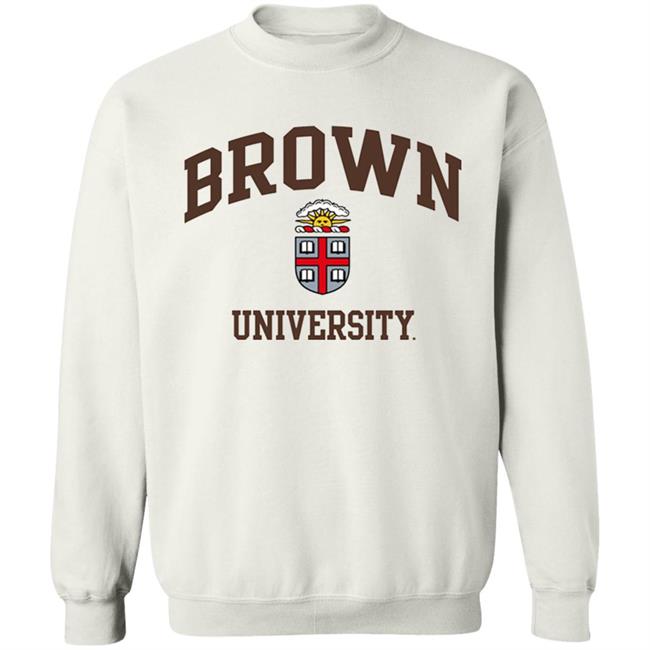 Brown University Men's Crew-Neck Sweatshirt-White Brown University Men's Crew-Neck Sweatshirt-White