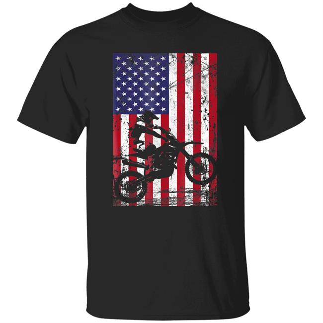 Dirt bike american flag 4th of july t shirt