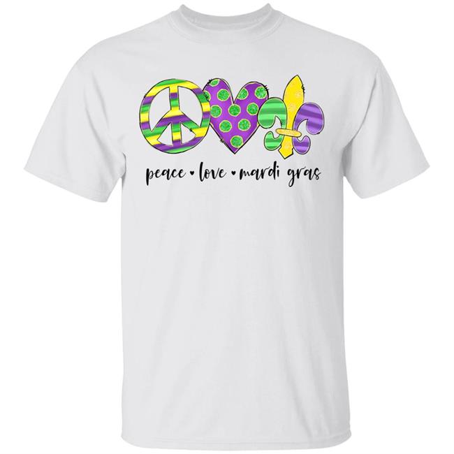 Peace love mardi gras hippie new orleans mardi gras costume t shirt
