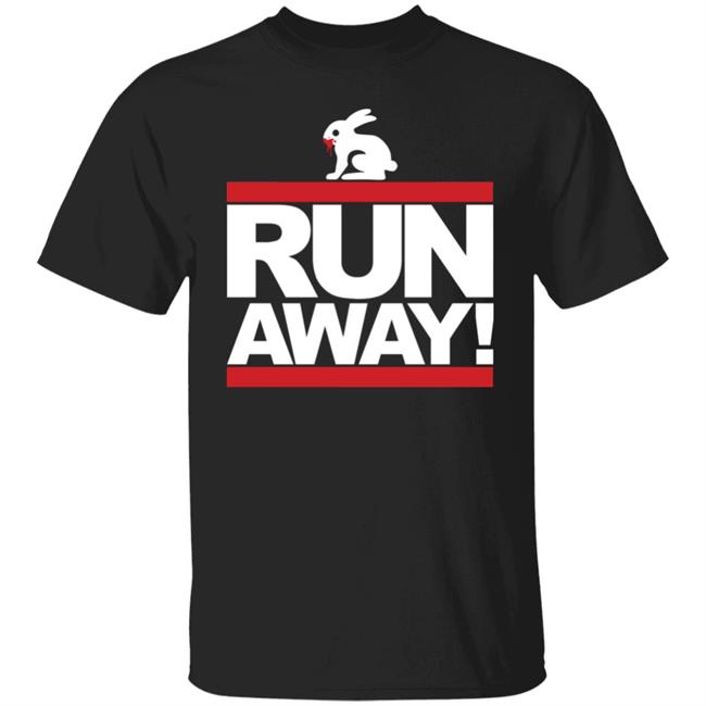 Mens Run Away Rabbit T Shirt Funny Shirt Black