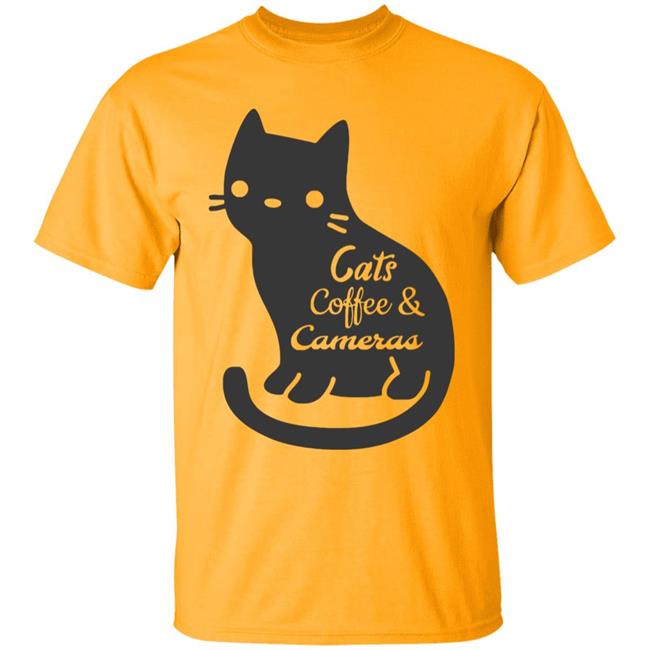 Cat t shirt"Cats Coffee & Cameras" written out in different script fonts with a cute cat icon in the background. white Hoodie, Sweatshirt Plus Size Cat t shirt"Cats Coffee & Cameras" written out in different script fonts with a cute cat icon in the background. white Hoodie, Sweatshirt Plus Size