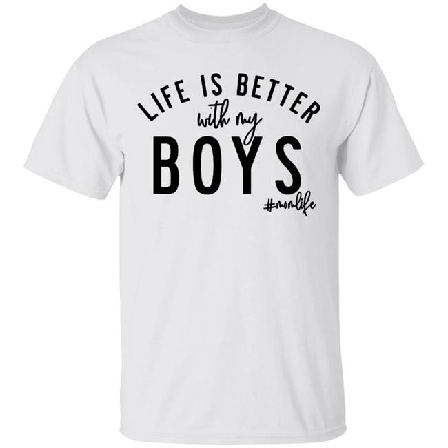Life is Better with my Boys Boy Mom Shirt Graphic Tee Shirts for Moms Mother's Day Gift Boy Mama Mom of Boys Shirts