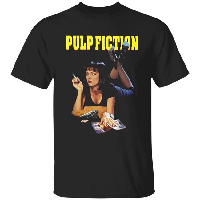 Pulp Fiction hoodie This short-sleeve black tee features the Pulp Fiction graphics with Mia on front. Black T Shirt Hoodie Sweatshirt Plus Size