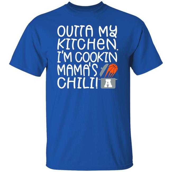 Sports Director John Appicello Outta My Kitchen I'm Cookin Mama's Chili Shirt 1990′s Auburn fans Appy-ism State Finals