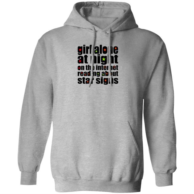 Girl Alone At Night On The Internet Reading About Star Signs Shirt