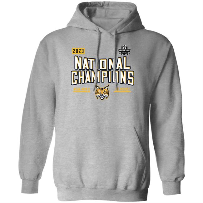 Quinnipiac Bobcats 2023 Ncaa Men's Ice Hockey National Champions Shirt Hoodie Sweatshirt