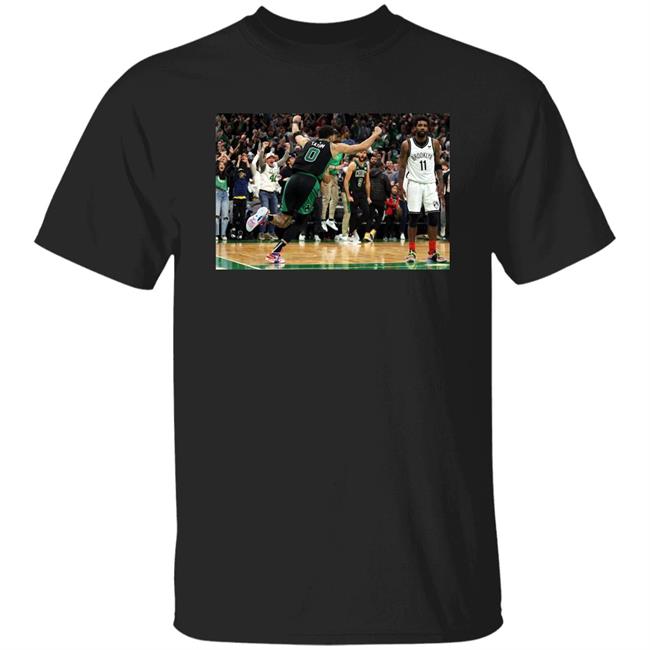 Jayson Tatum’S Buzzer-Beater Shirt Jayson Tatum Celebrates His Buzzer-Beating Shot In Front Of Former Celtics Player Kyrie Irving