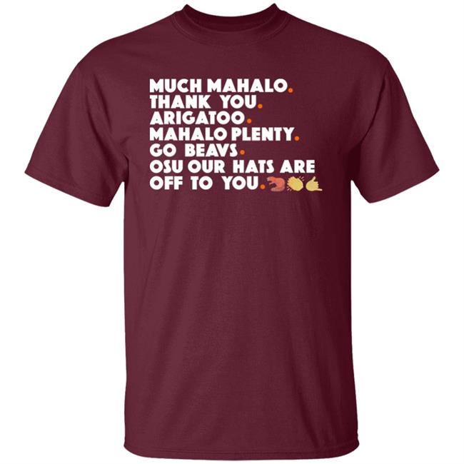 MarvinBeaverman Much Mahalo Thank You Arigatoo Mahola Plenty Go Breavs Osu Our Hats Are Off To You Shirt