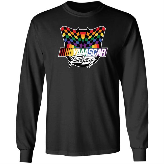 Yasscar Shirt Nascar Pride Merch Nascar Checkered Flag Black Yaaascar Shirt