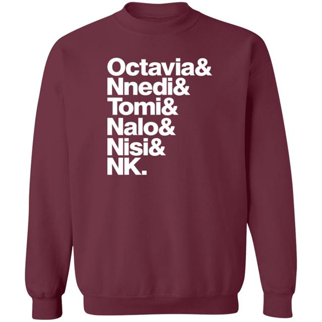 Sistahscifi Merch Sistah Scifi Black Authors List Shirt Gareth L Powell Wearing Octavia Nnedi Tomi Nalo Nisi Nk Shirt