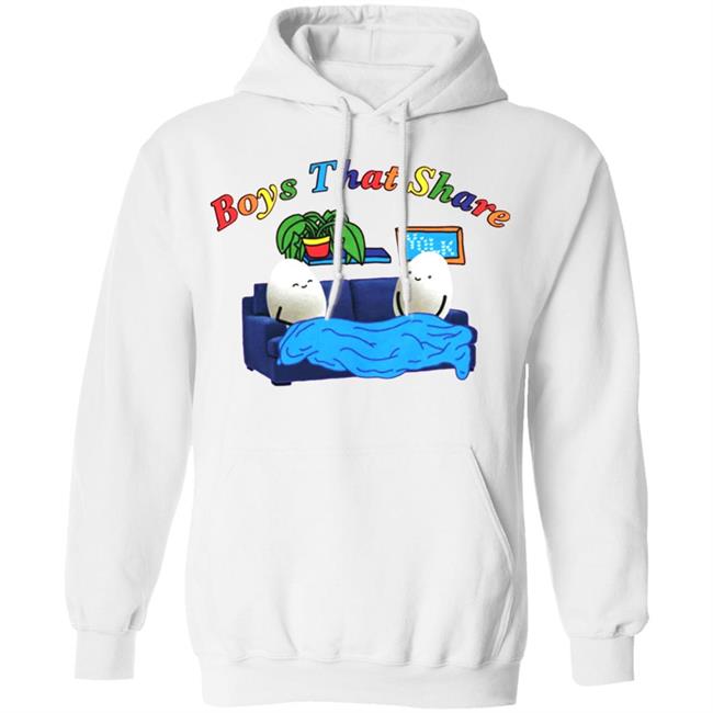 BOYS THAT SHARE TEE shirt White Hoodie Sweatshirt BOYS THAT SHARE TEE shirt White Hoodie Sweatshirt