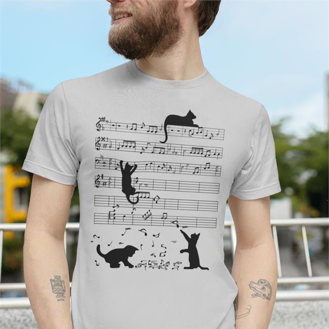 Cute Cat Kitty Playing Music Note Clef Musician Art T Shirts