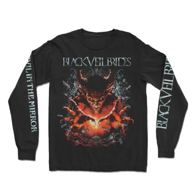 Original Devil In The Mirror Long Sleeve T Shirt Black Veil Brides Merch Store Shop