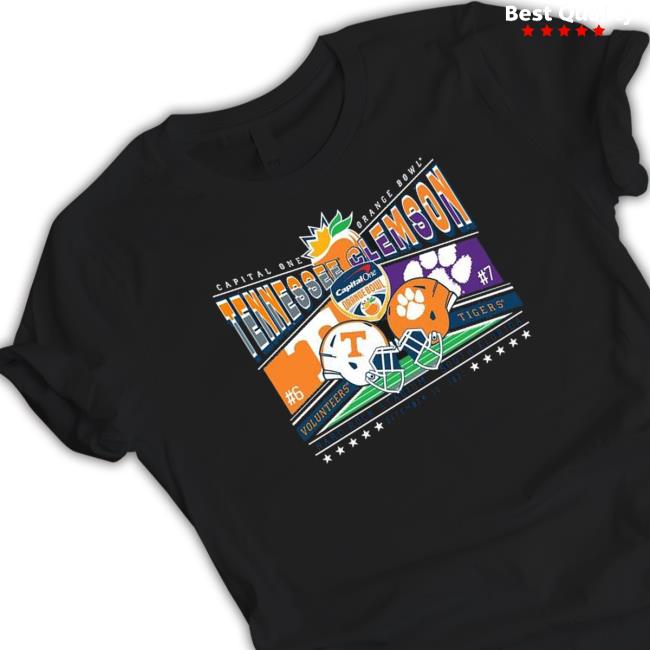 Official Tennessee Volunteers Vs Clemson Tigers 2022 Orange Bowl Game Matchup Shirts