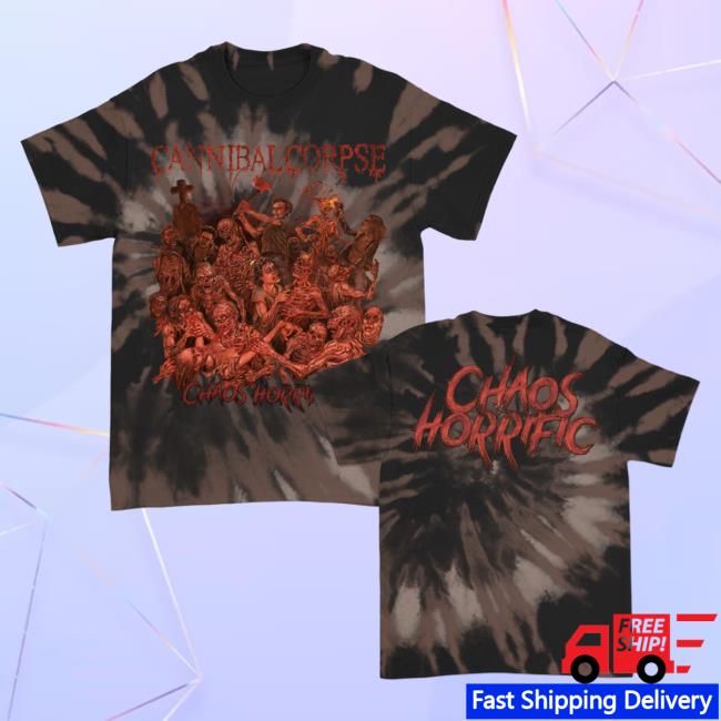 Official Cannibal Corpse Merch Store Chaos Horrific Cover Tie Dye Tshirt Black Tie-Dye CannibalCorpse