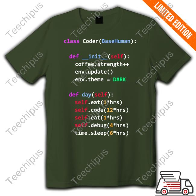 Official Class Coder Basehuman Def Init Self Coffee Strength Shirt
