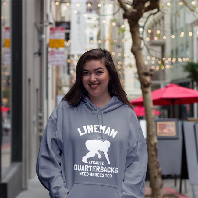 Front Office Sports Lineman Because Quarterbacks Need Heroes Too Long Sleeve T Shirt Tj Finley