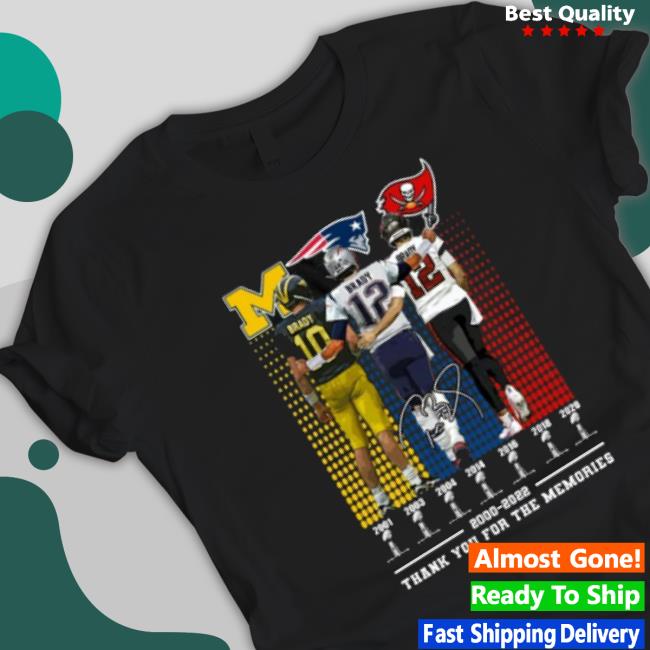 Michigan Wolverines New England Patriots Vs Tampa Bay Buccaneers Brady 2000-2022 Thank You For The Memories Signature Hooded Sweatshirt
