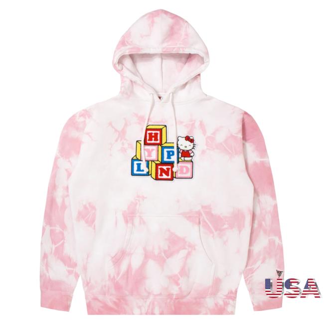 Official Hypland Clothing Merch Store Hypland Hello Kitty Blocks Popover Hoodie (Tie Dye)