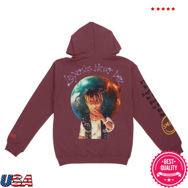 Official 999 Club Juice Wrld Merch Store Smile Hoodie Maroon 999Club Clothing JuiceWrld