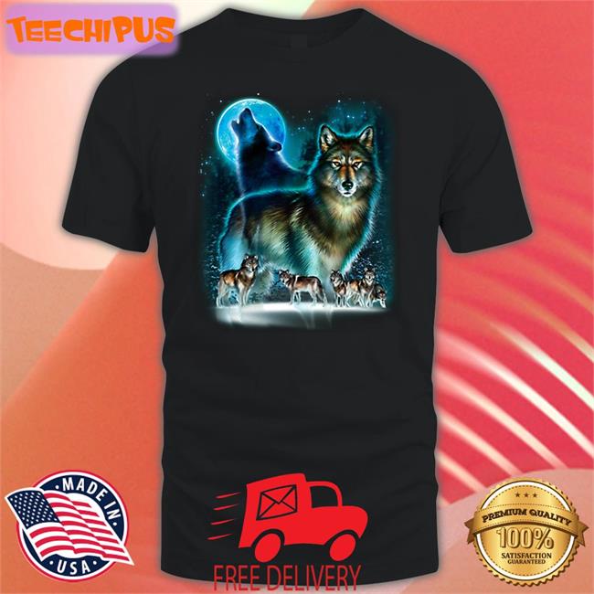 Goomygoober Wolf Pack Wolves Moon Decal T Shirt