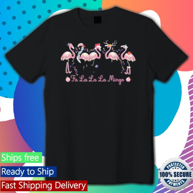 Fa La La Mingo Flamingo Christmas Tree Lights Tropical Xmas Shirts