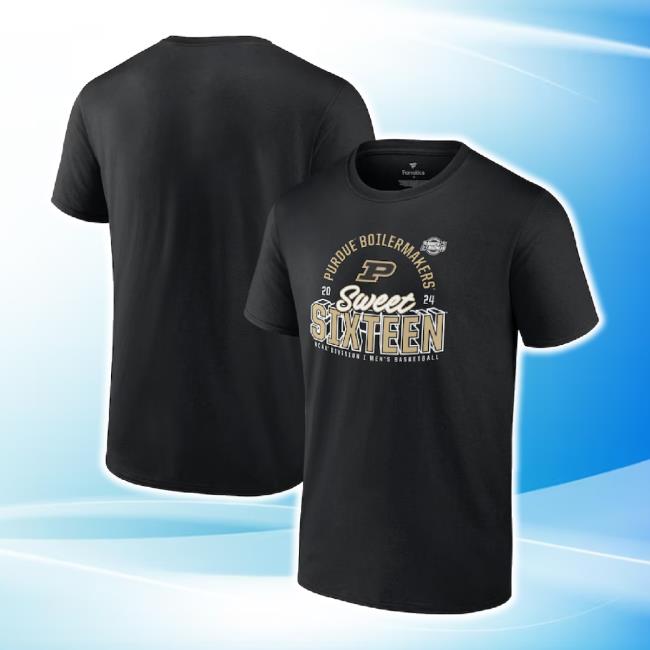Trending Anatics Branded Black Purdue Boilermakers 2024 Ncaa Men's Basketball Tournament March Madness Sweet Sixteen Defensive Stance Shirts
