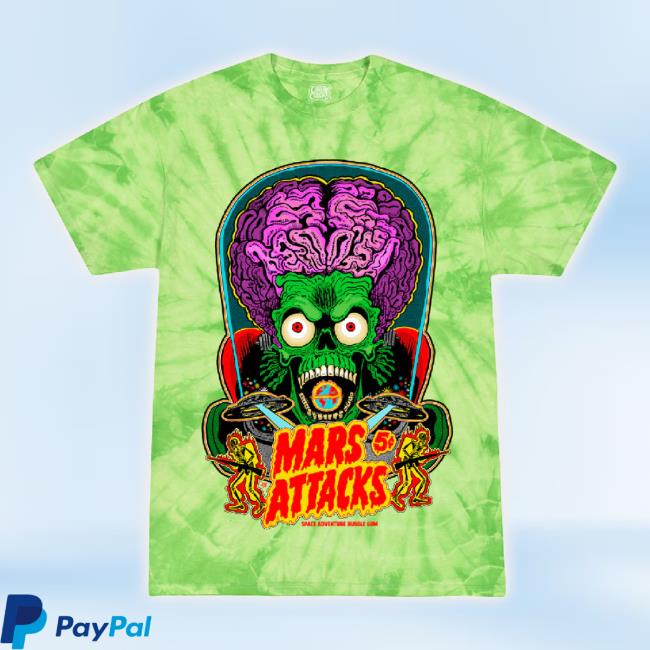 Trending Cavitycolors Merch Store Mars Attacks: Bubble Gum - Classic Shirt (Martian Green Tie-Dye) Cavitycolors Shop
