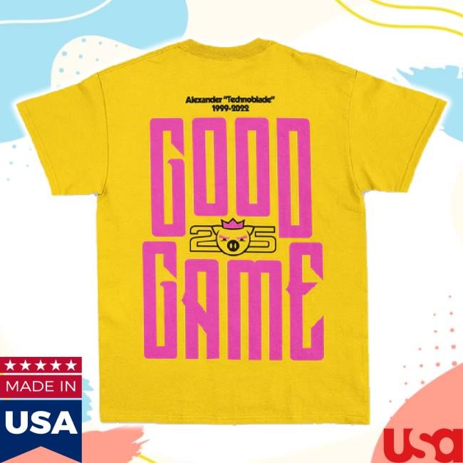 Original Good Game 25 Redux Hoodie Sweatshirt (Yellow) Technoblade Merch Store Shop