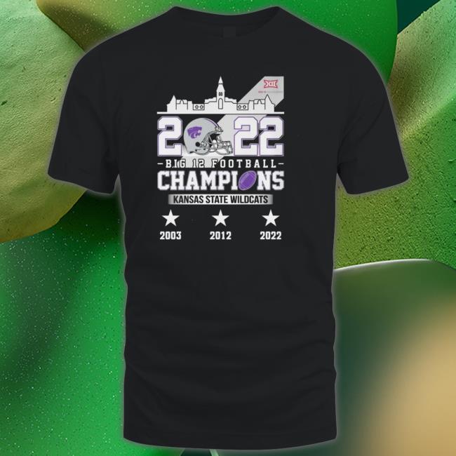 Kansas State Wildcats 2022 Big 12 Football Champions 2003-2022 Tee Shirt