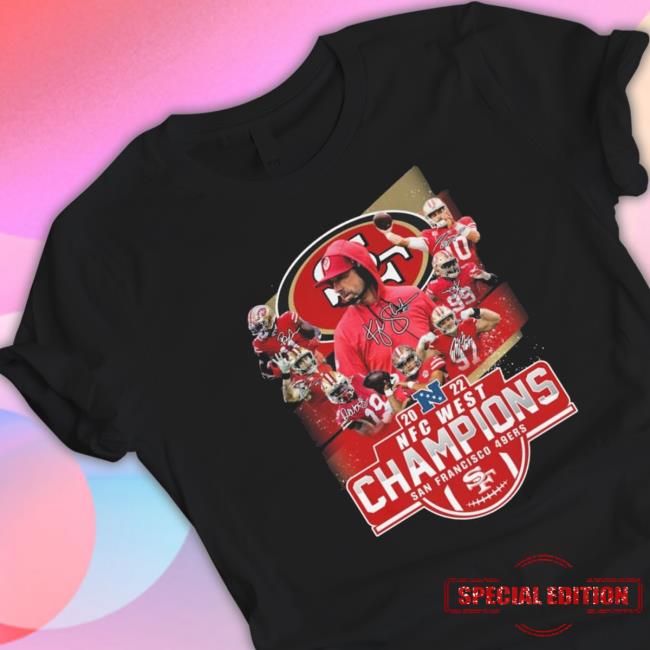 National Football Conference 2022 Nfc West Champions San Francisco 49Ers Signatures Tee