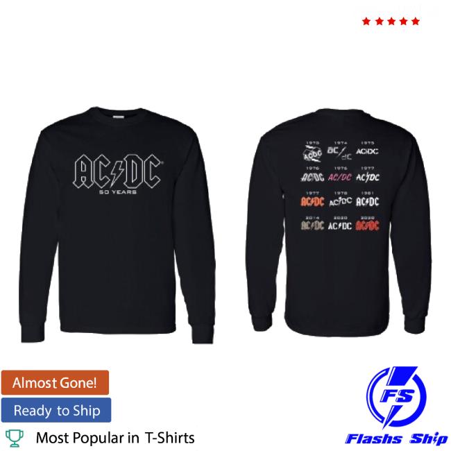 Original Acdc Store Merch 50 Years Of Ac/Dc Logos Unisex Sweatshirt Acdc Shop