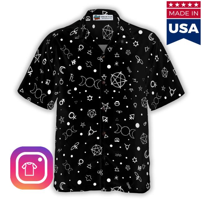Seamless Occult Symbols Wicca Hawaiian Shirts