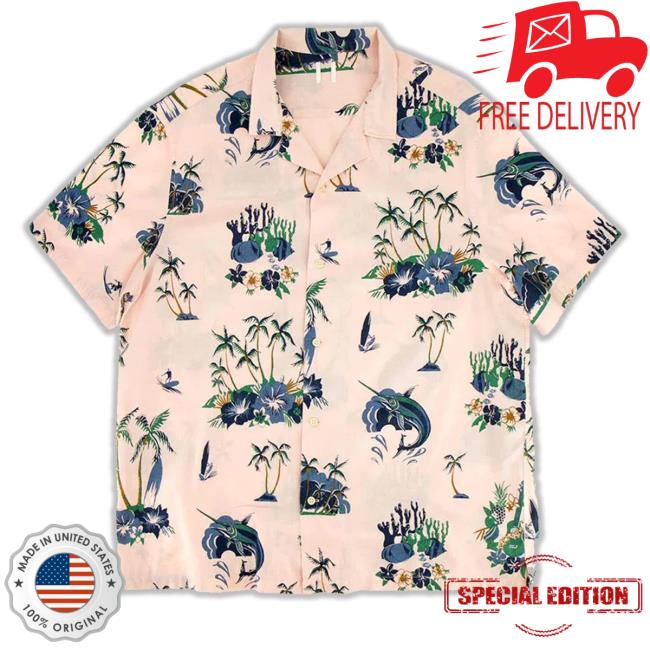 Revivalvintage Pink Sword Fish Hawaiian Tee
