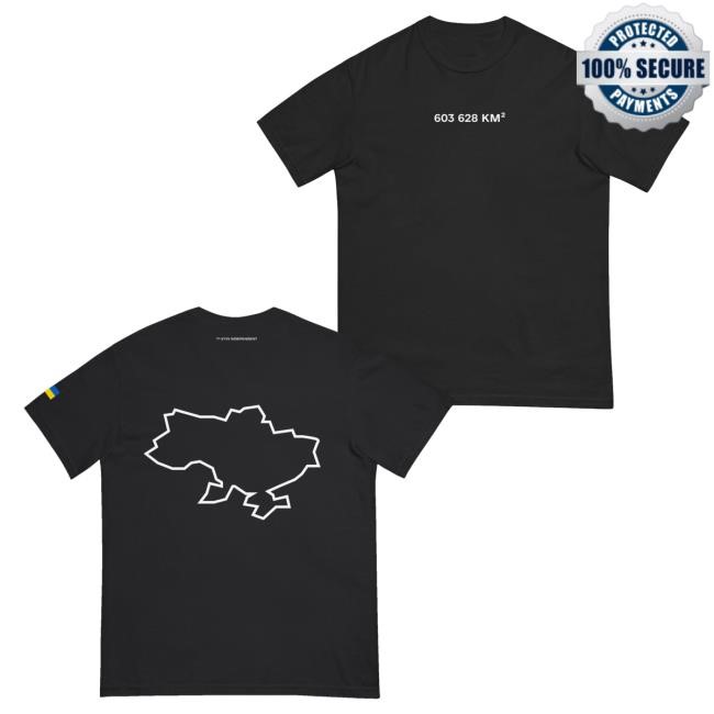 Official The Kyiv Independent Store 603,628 Km² Black Tee Shirt