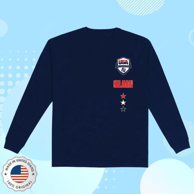 Official Slamgoods Merch Slam X Usa Basketball 50 Years Tee Shirt