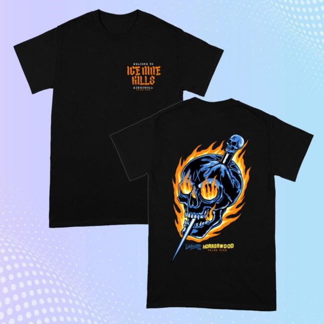 Official Ice Nine Kills Merch Flaming Skull T-Shirt