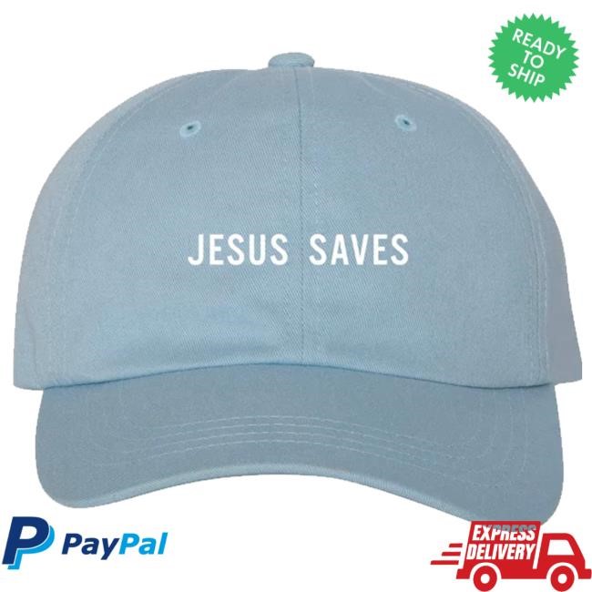 Barnabas Clothing Merch Jesus Saves Embroidered Dad Hat [Robin Blue] cap