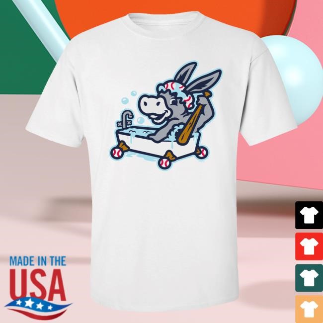 Binghamton Rumble Ponies Official Store Bathtub Donkeys Primary White Short Sleeve Tee