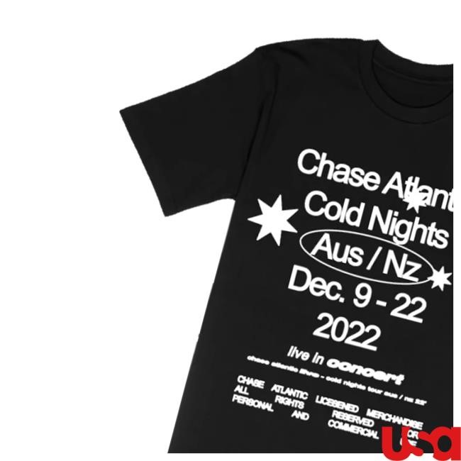Chase Atlantic Merch Store Au/Nz Black Tour Tee Shirt