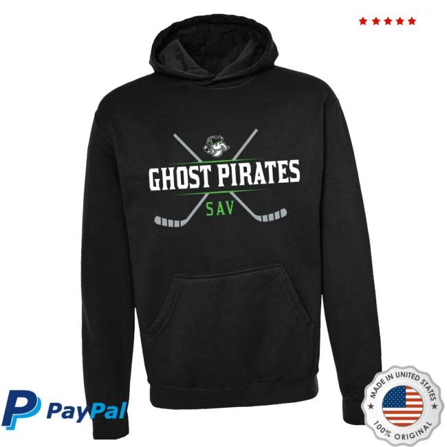 Savannah Merch Shop Savannah Ghost Pirates Youth Black Crossed Sticks Fleece Hooded Pullover Shirts