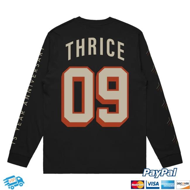 Thrice Merch Store Hockey Long Sleeve Hooded Sweatshirt