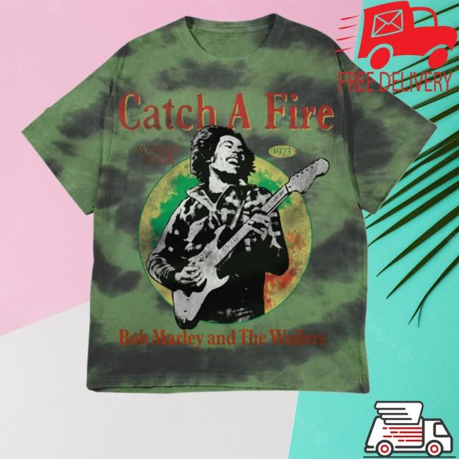 Bobmarley Merch Store Catch A Fire Tie Dye Green Sweatshirt