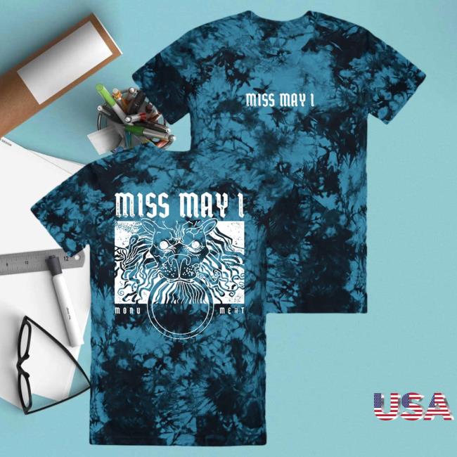 Official Merch Now Now Miss May I Lion Custom Dye Black/Blue T Shirt MerchNow