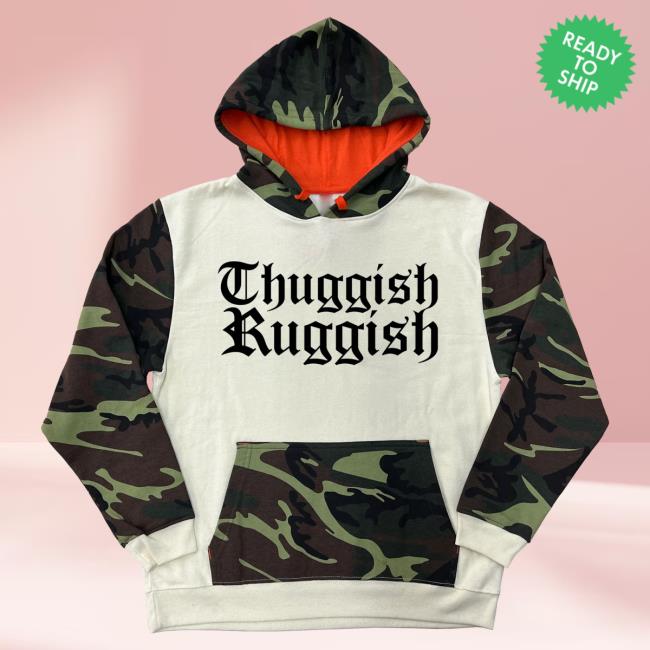 Official Merch Bar Store Bone Thugs-N-Harmony Thuggish Ruggish Black Logo "Green Camo/Cream" Popover Hoodie MerchBar BoneThugsnHarmony Apparel Clothing Shop