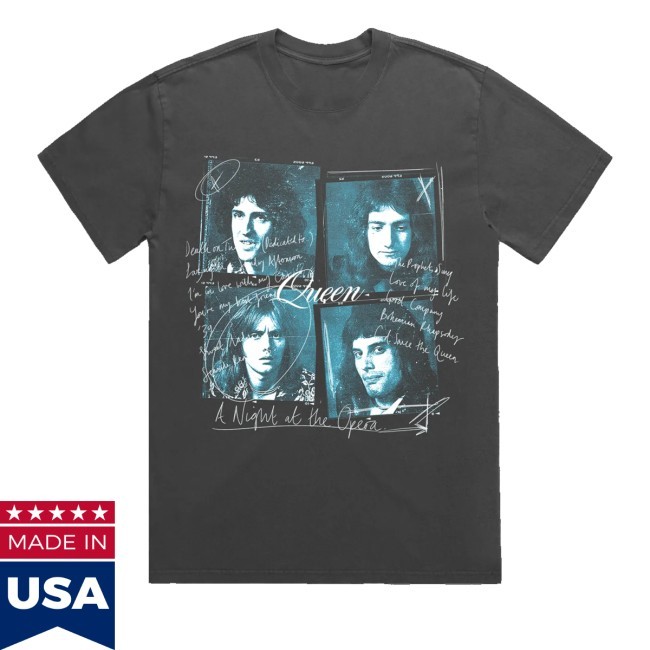 Queen's Online Store A Night At The Opera Film Faded Black Zip Up Hooded Sweatshirt