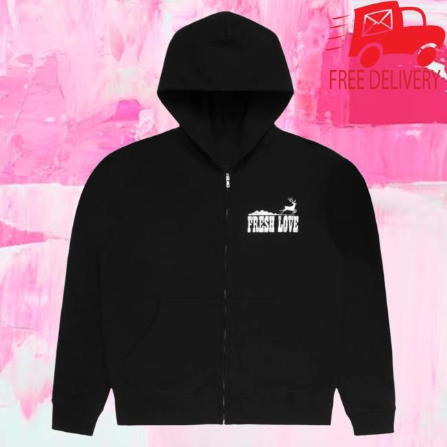 Official Fresh Love Clothing Merch Fresh Love Essential Zip Up - Black Crewneck Sweatshirt