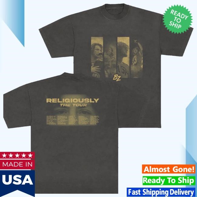 Shop Bailey Zimmerman Merch Store 2024 Headshot Tour Tee - Black Tee Shirt